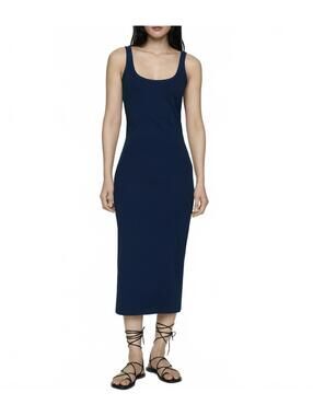 Mango Cotton Midi-Dress with Straps Dark Navy NWT Size 4 / Small